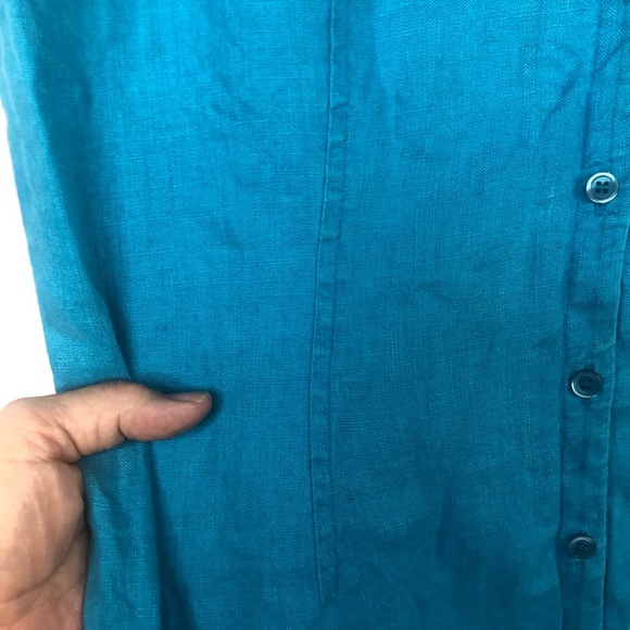 Casual Corner Blue Fitted Buttoned Notched Collar Dress - Picture 5 of 8